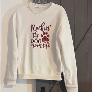 White Dog Mom Life Sweater
